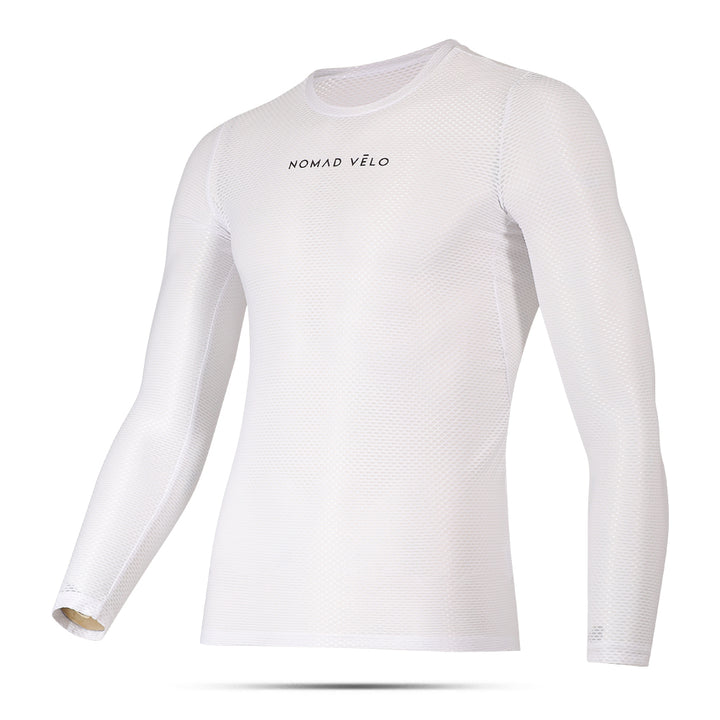 White Long Sleeve Cycling Base Layer with Breathable Fit – Nomad White Base Layer