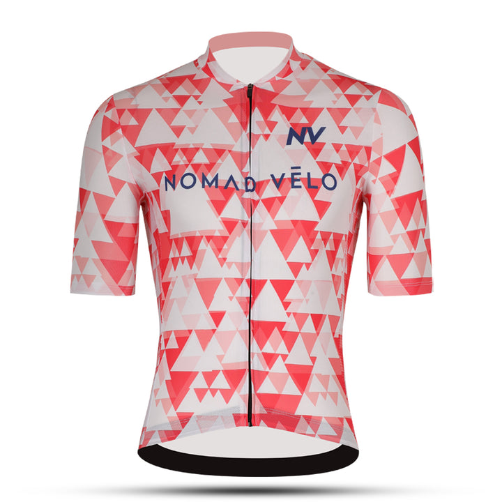 Red Aero Cycling Jersey for Fast Rides -  Geometric Jersey