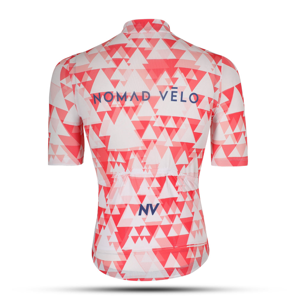 Red Aero Cycling Jersey for Fast Rides -  Geometric Jersey
