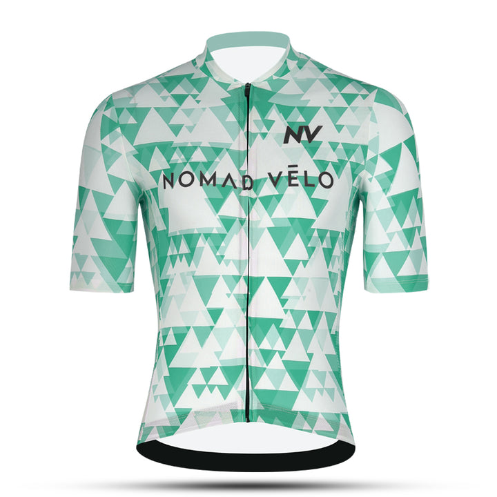 Green Aero Cycling Jersey for Fast Rides - Geometric Jersey