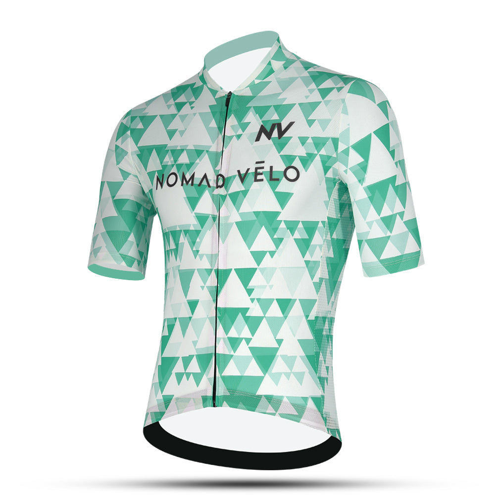 Green Aero Cycling Jersey for Fast Rides - Geometric Jersey