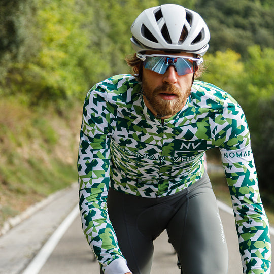 Green Сamouflage Aero Long Sleeve Cycling Jersey for Long Climbs - Сamouflage Jersey