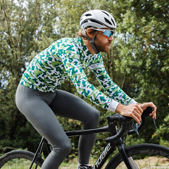 Green Сamouflage Aero Long Sleeve Cycling Jersey for Long Climbs - Сamouflage Jersey