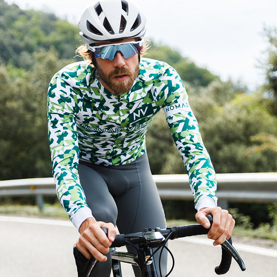 Green Сamouflage Aero Long Sleeve Cycling Jersey for Long Climbs - Сamouflage Jersey