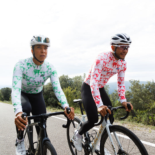 Green Geometric Long Sleeve Jersey for High-Performance Road