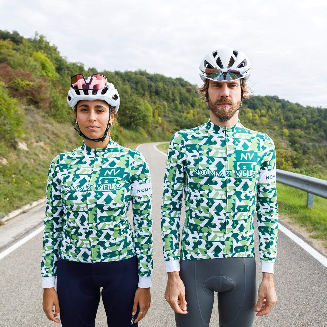 Green Сamouflage Aero Long Sleeve Cycling Jersey for Long Climbs - Сamouflage Jersey