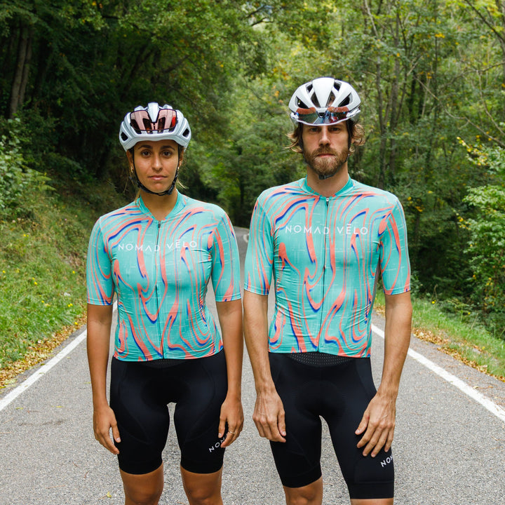 Green and Orange Pro Cycling Neon Ember Jersey