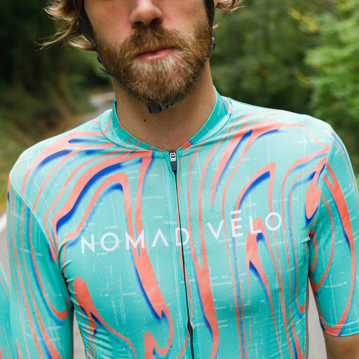 Green and Orange Pro Cycling Neon Ember Jersey