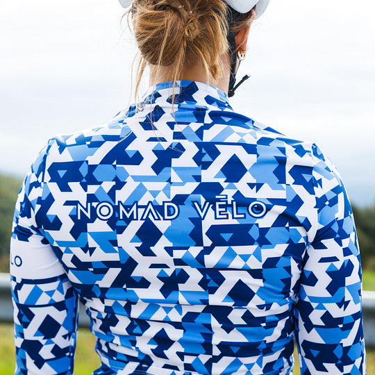Blue Сamouflage Long Sleeve Jersey for Long Climbs - Сamouflage Jersey