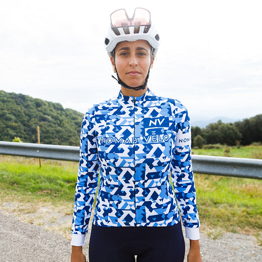 Blue Сamouflage Long Sleeve Jersey for Long Climbs - Сamouflage Jersey